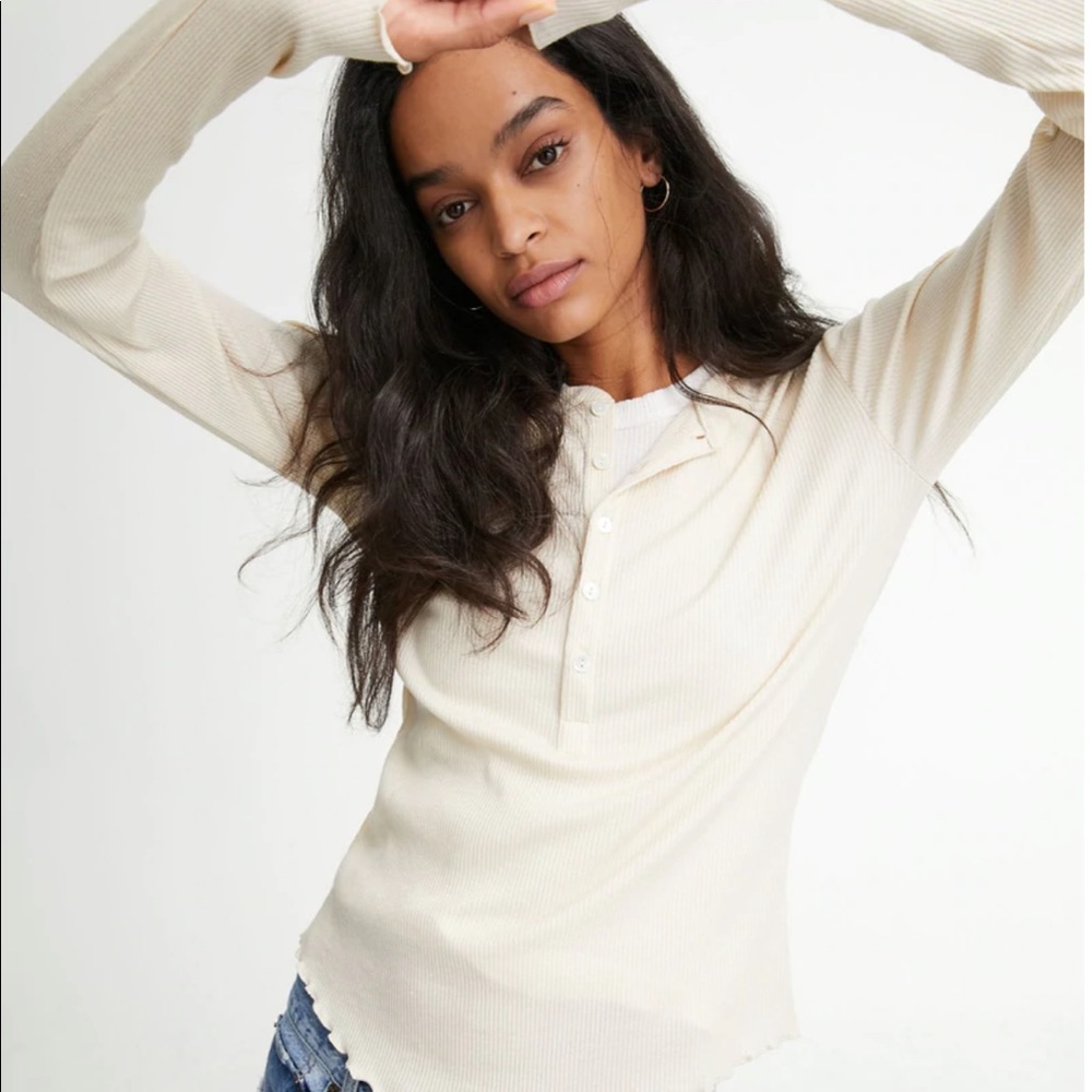 NWT WSLY Rivington Ribbed Long Sleeve Henley BANDIER